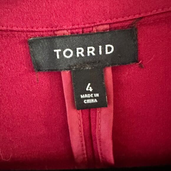 Torrid Blazer Red Collared Rayon Front Buttons Long Sleeves Sz 4X Women's - Picture 6 of 7